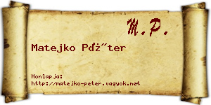 Matejko Péter névjegykártya