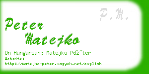 peter matejko business card
